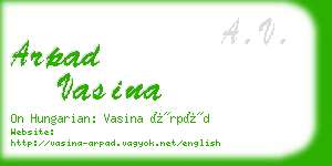arpad vasina business card